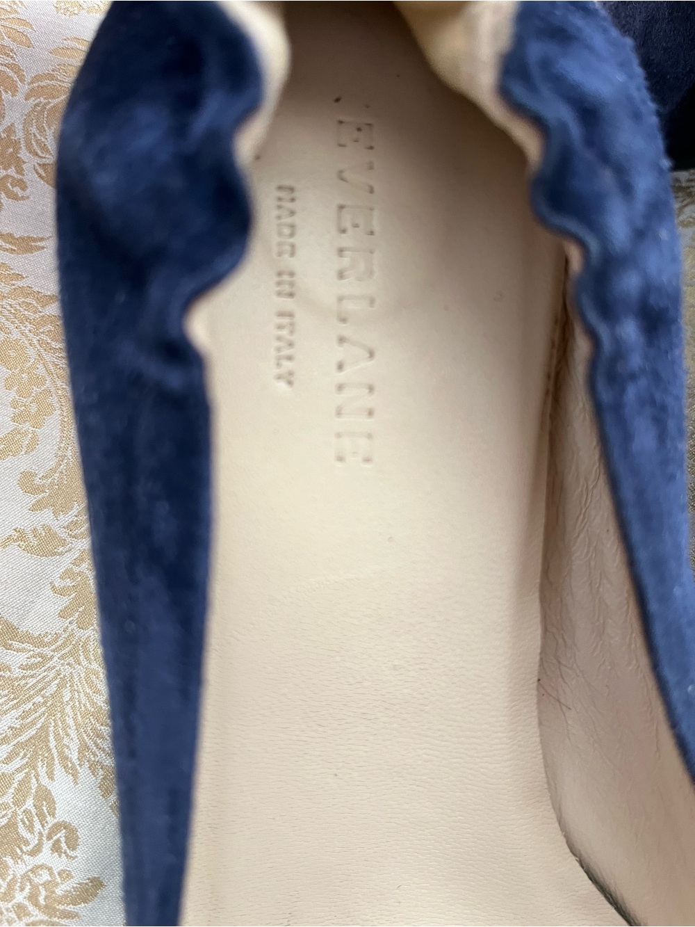 Everlane Navy Suede Elastic-Back Block Heels Sz 11 - Picture 7 of 8